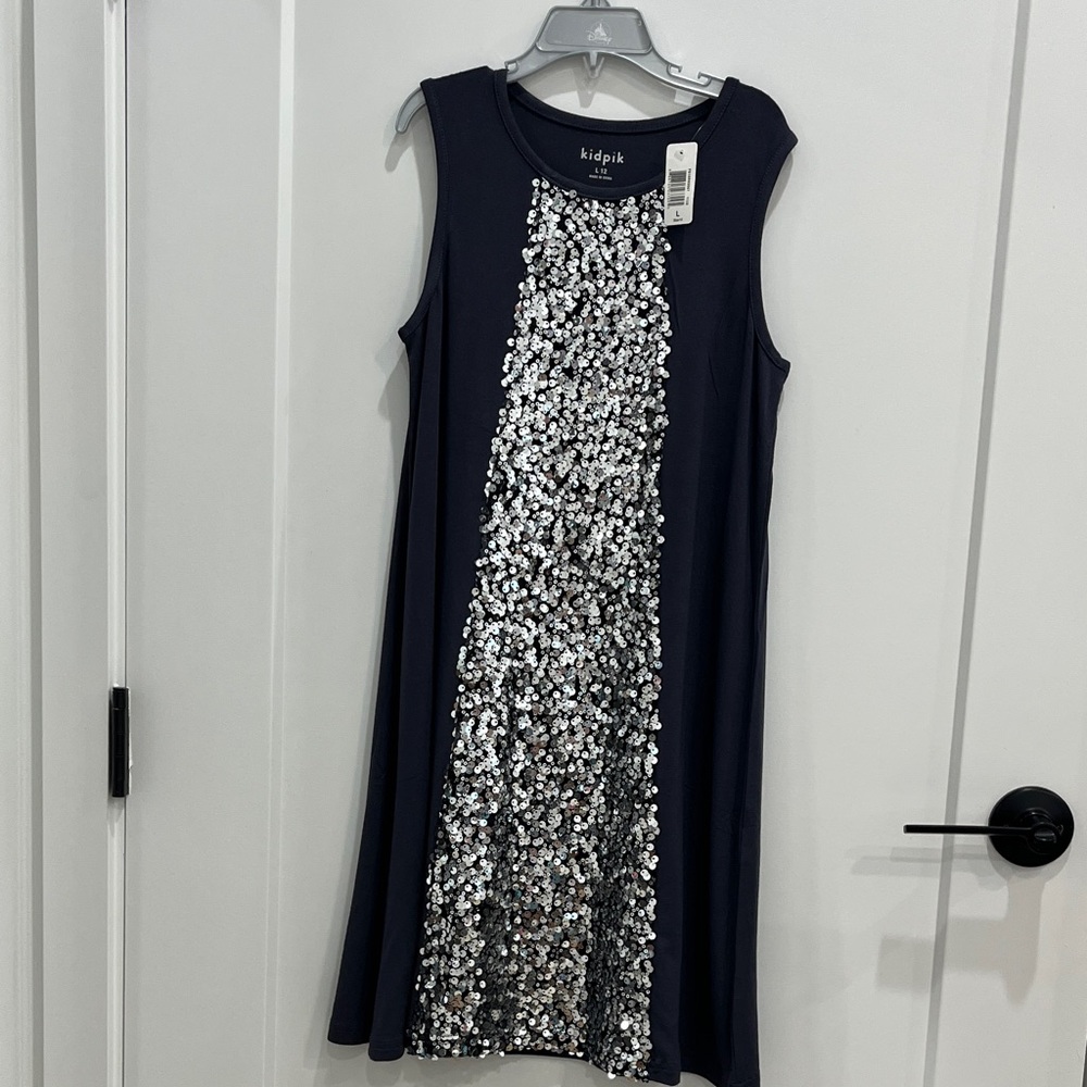 Girls Kidpik Charcoal Sequin Dress